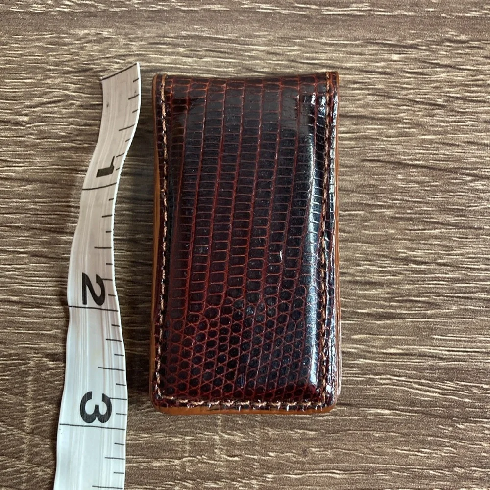EUC Mens Genuine Lizard Magnetic Brown Money Clip